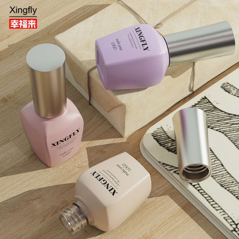 15ml Gel Vernice per unghie Bottiglia di vetro Disegno personalizzato Vuoto Per Vernice per unghie Con Cappuccio E Spazzola